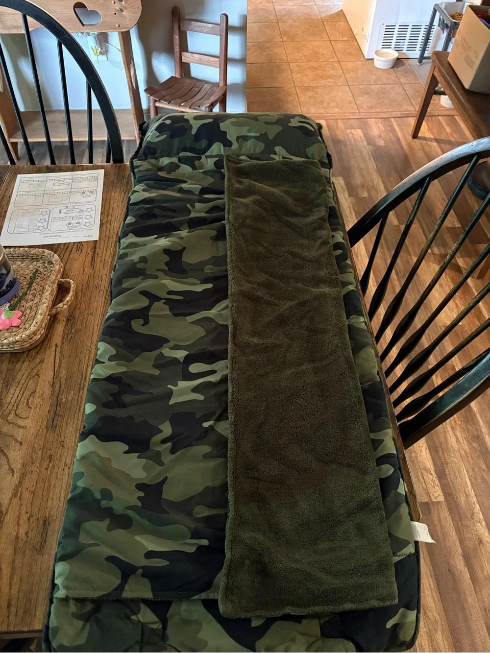 Kids camo nap mat with pillow and blanket